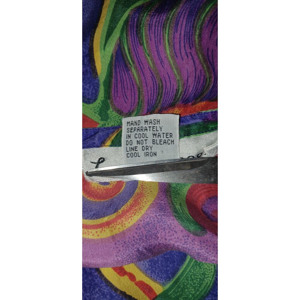 VTG Lauren Brooke Silk Blouse Women's 22W Colorful Abstract Design Artsy Boho - Picture 7 of 7